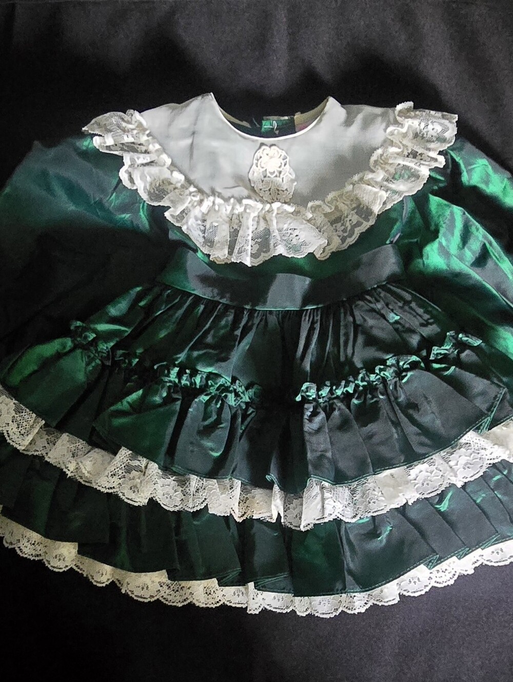 Emerald Green Lace-Trim Girls' Theatrical Costume Dress